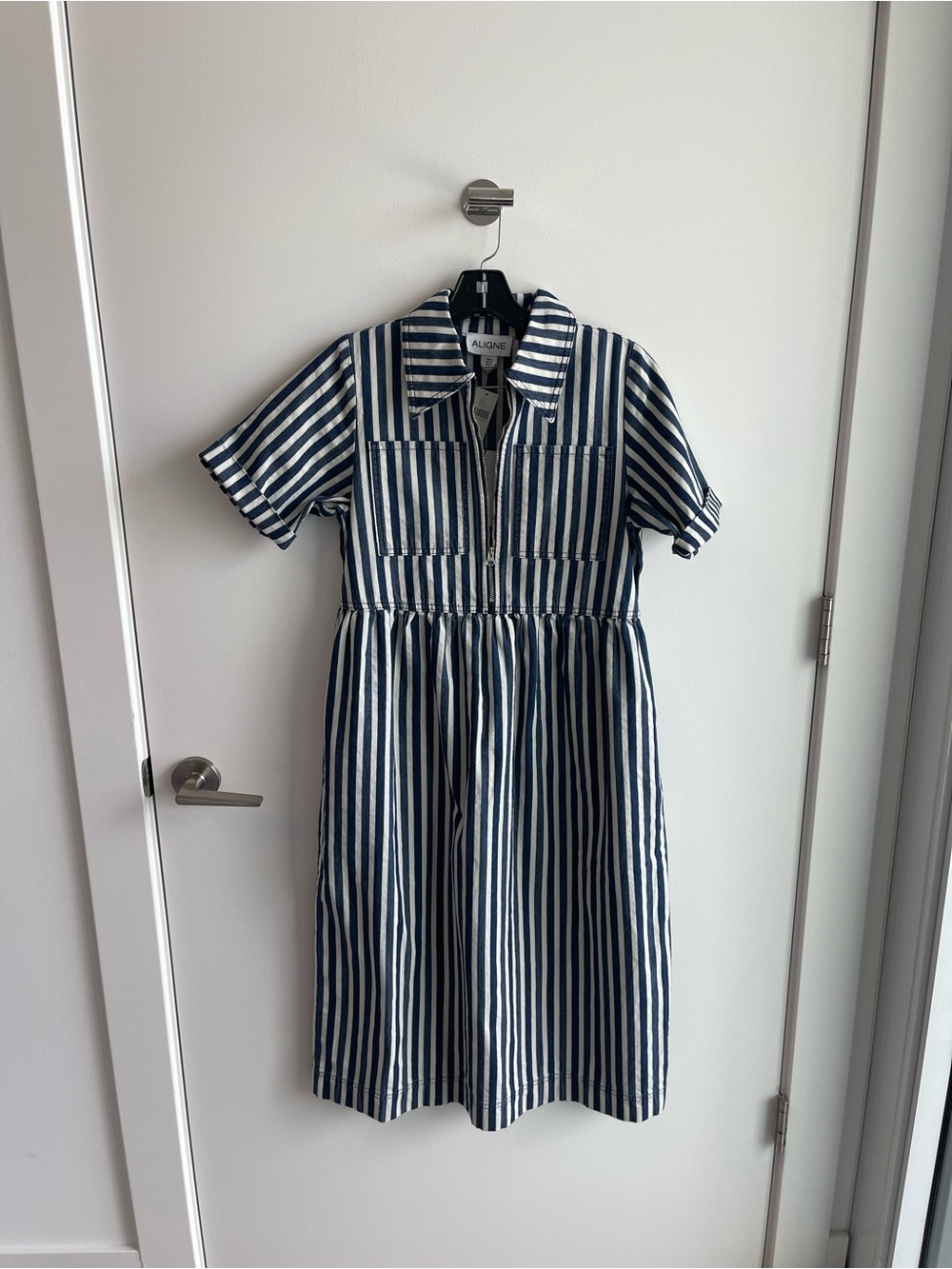 ALIGNE Gabriella Short-Sleeve Denim Midi Dress - Picture 2 of 8